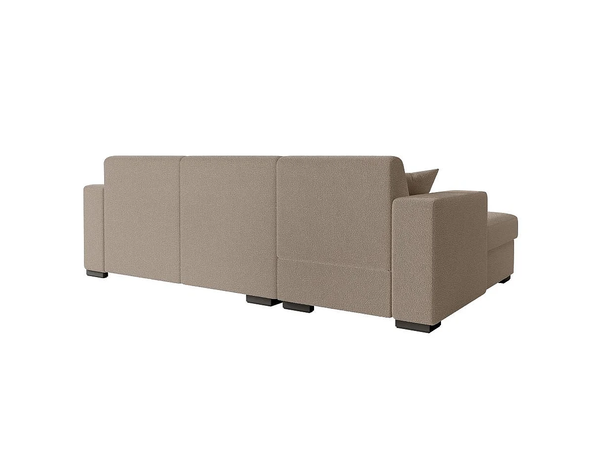 Canapé d'angle convertible 4 places avec coffre en tissu taupe FUJI