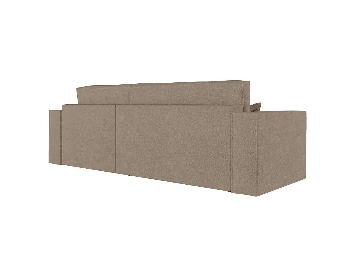 Canapé d'angle convertible 3 places avec coffre en tissu taupe