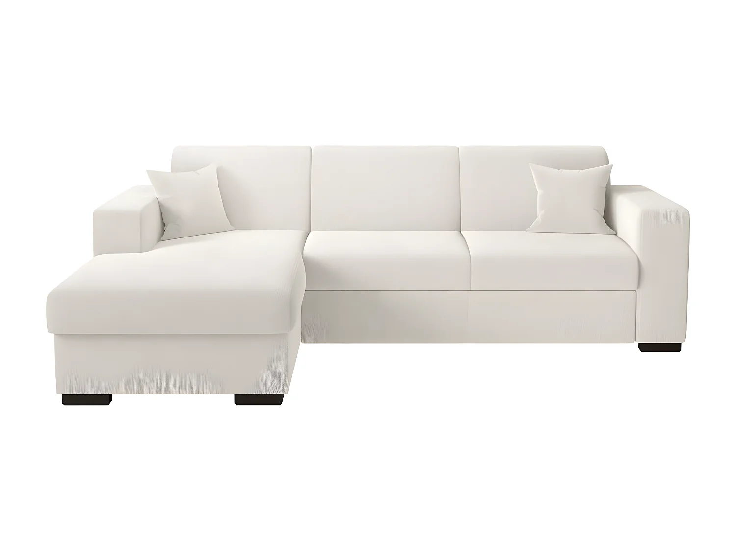 Canapé d'angle gauche 4 places Fuji XL convertible avec coffre en tissu bouclette - Blanc - L262 x P157 x H83cm - Loungitude