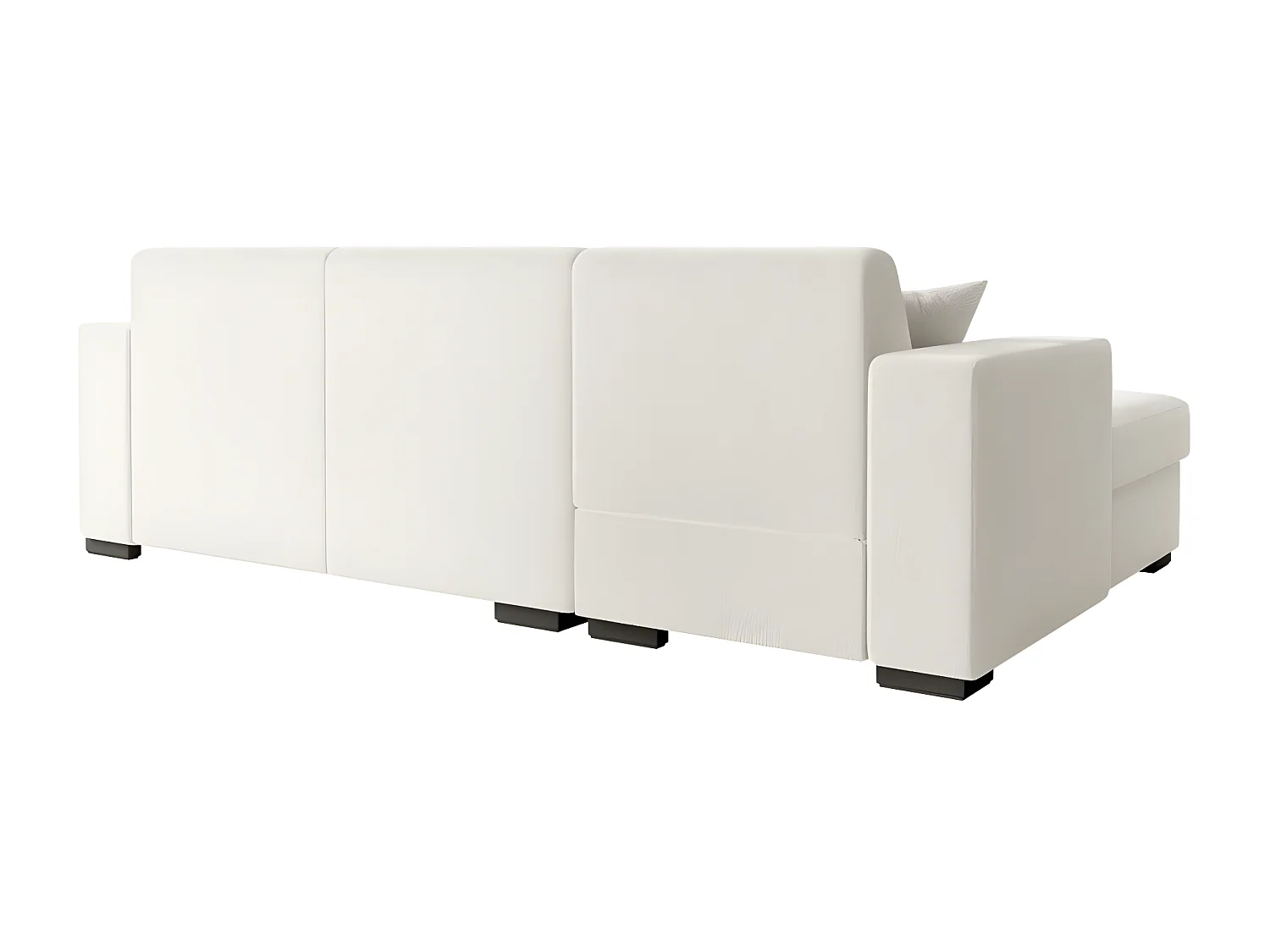 Canapé d'angle gauche 4 places Fuji XL convertible avec coffre en tissu bouclette - Blanc - L262 x P157 x H83cm - Loungitude