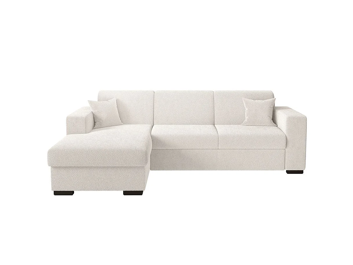 Canapé d'angle convertible 4 places avec coffre en tissu blanc FUJI