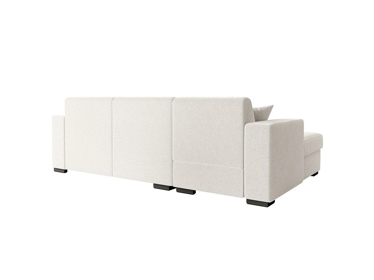Canapé d'angle convertible 4 places avec coffre en tissu blanc FUJI