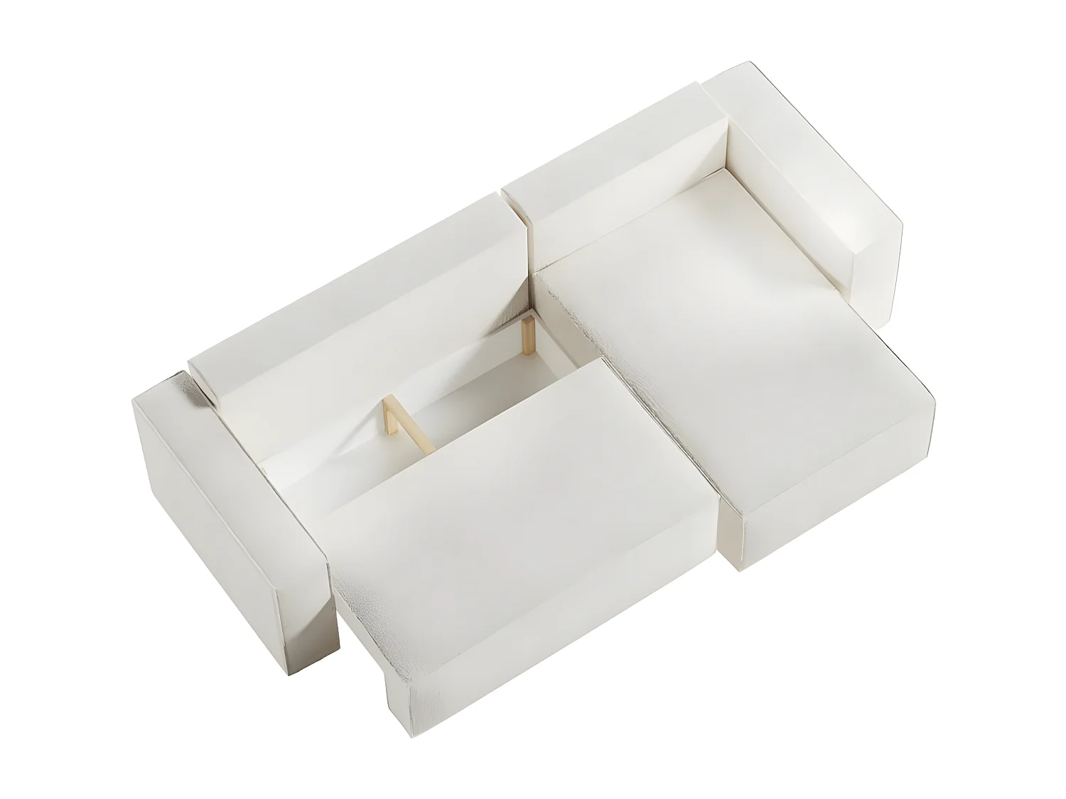 Canapé d'angle 3 places convertible réversible Clarisse avec coffre en tissu bouclette - Blanc - L269 x P159 x H89cm - Loungitude