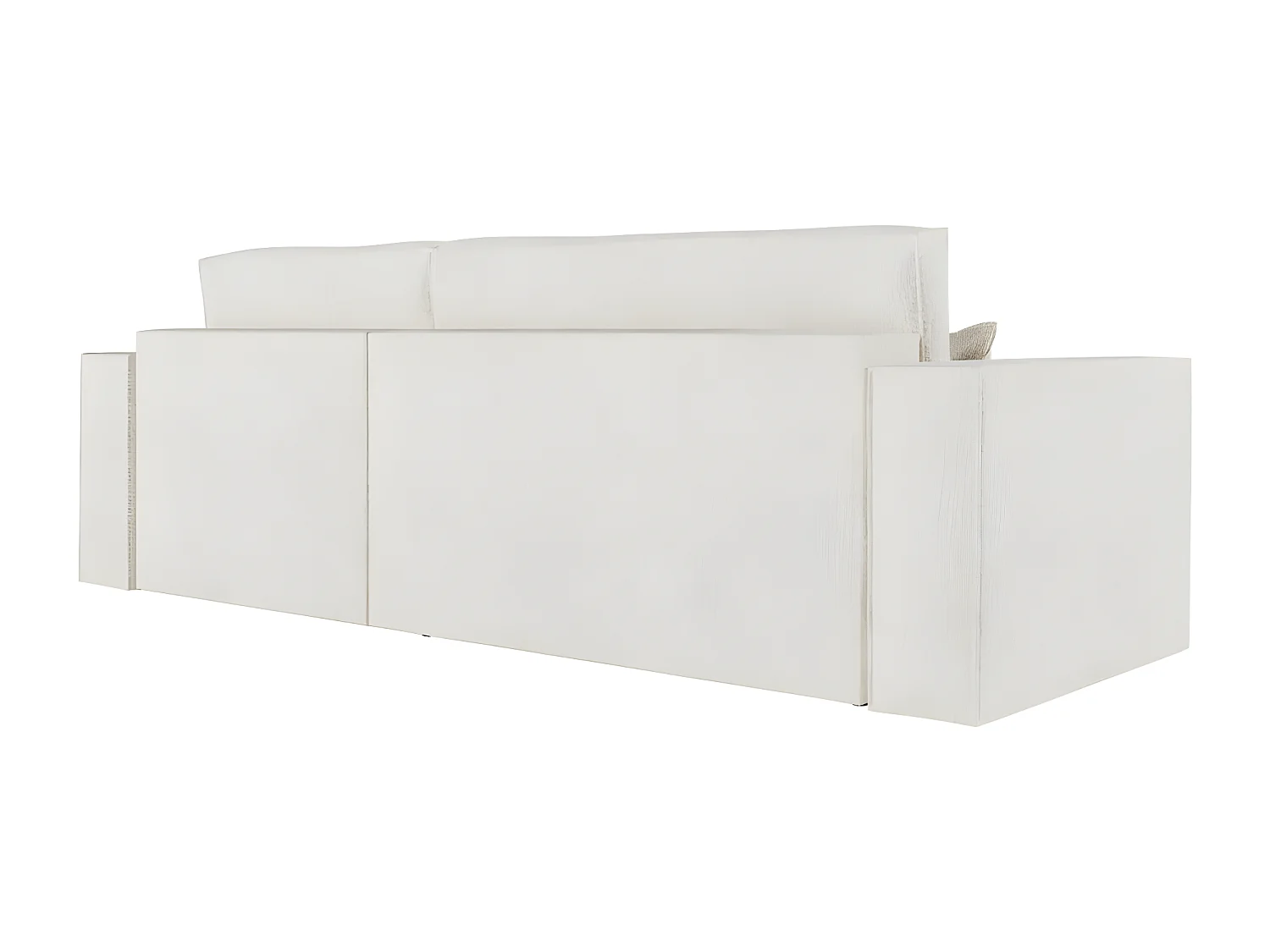 Canapé d'angle 3 places convertible réversible Clarisse avec coffre en tissu bouclette - Blanc - L269 x P159 x H89cm - Loungitude