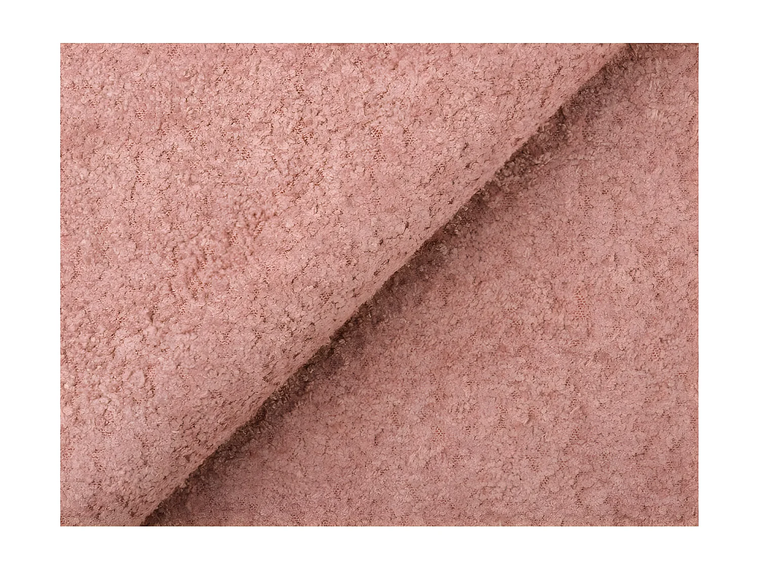 Canapé d'angle 3 places convertible réversible Clarisse avec coffre en tissu bouclette - Rose - L269 x P159 x H89cm - Loungitude