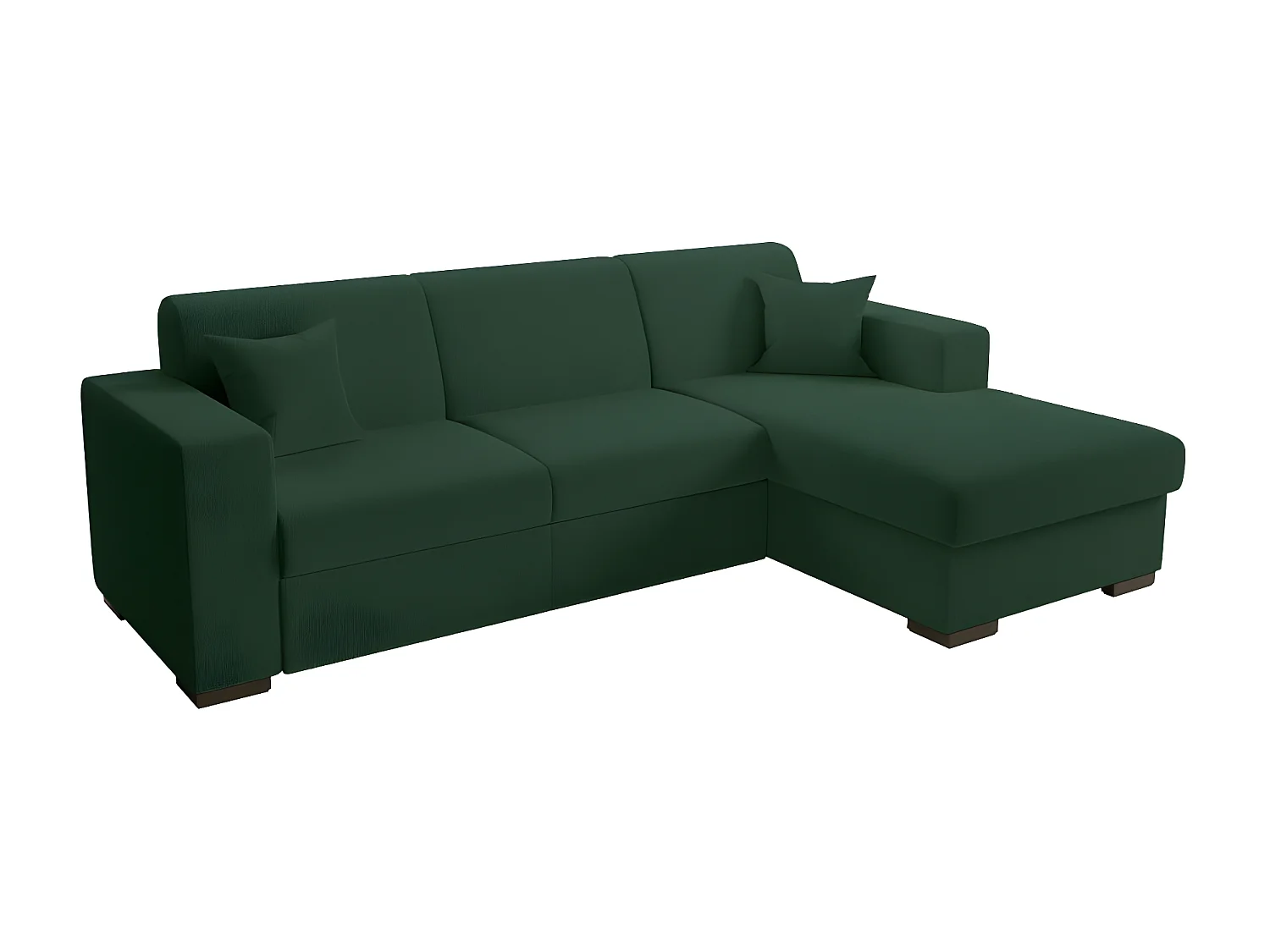 Canapé d'angle droit 4 places Fuji XL convertible avec coffre en tissu bouclette - Vert - L262 x P157 x H83cm - Loungitude