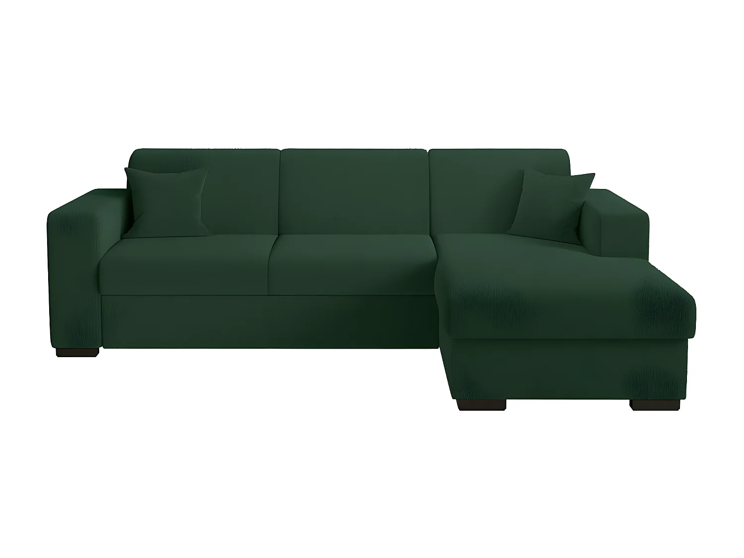 Canapé d'angle droit 4 places Fuji XL convertible avec coffre en tissu bouclette - Vert - L262 x P157 x H83cm - Loungitude
