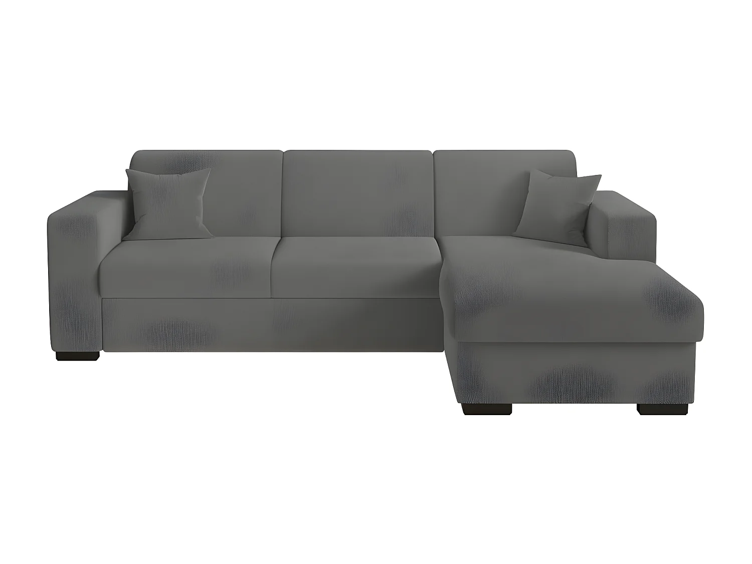 Canapé d'angle droit 4 places Fuji XL convertible avec coffre en tissu bouclette - Gris - L262 x P157 x H83cm - Loungitude