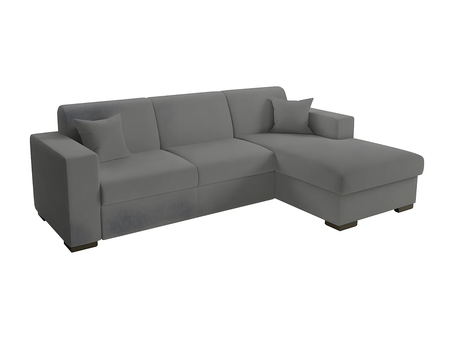 Canapé d'angle droit 4 places Fuji XL convertible avec coffre en tissu bouclette - Gris - L262 x P157 x H83cm - Loungitude