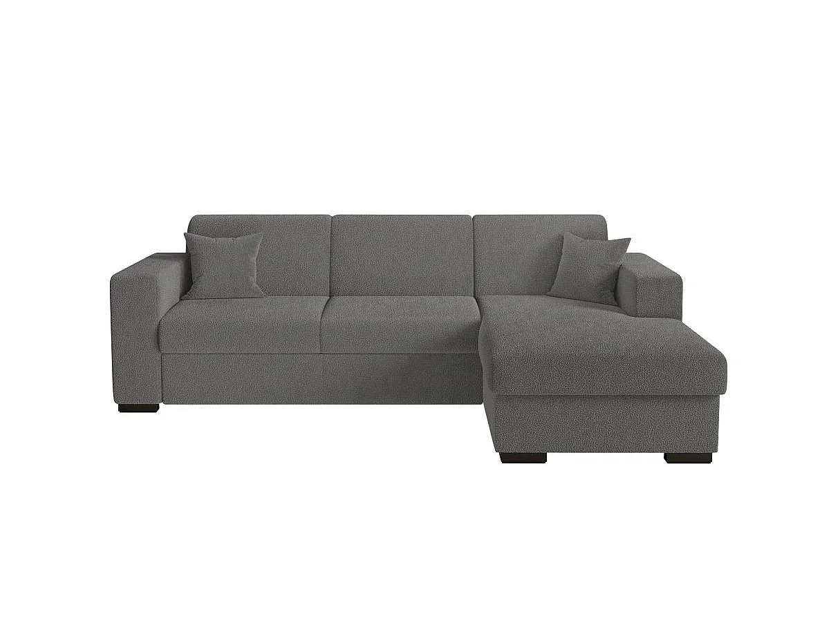 Canapé d'angle convertible 4 places avec coffre en tissu gris FUJI