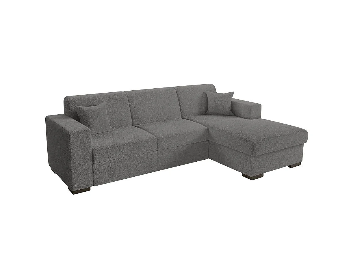 Canapé d'angle convertible 4 places avec coffre en tissu gris FUJI