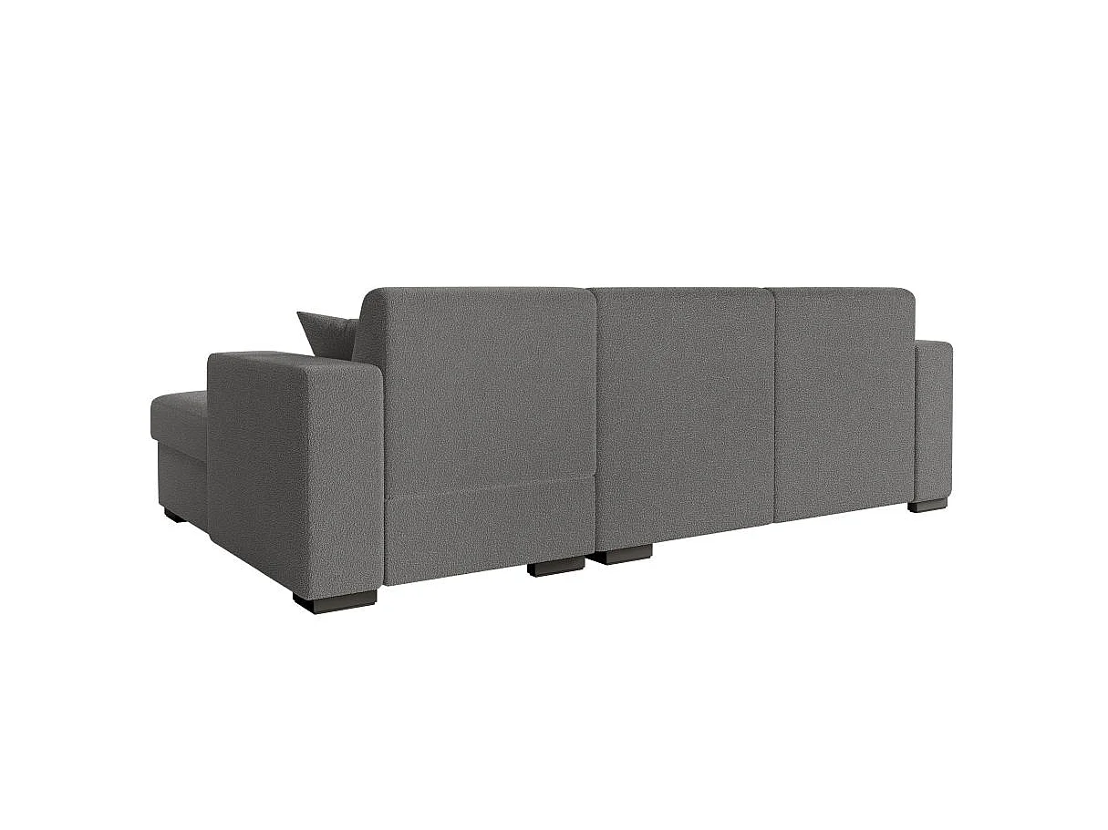 Canapé d'angle convertible 4 places avec coffre en tissu gris FUJI