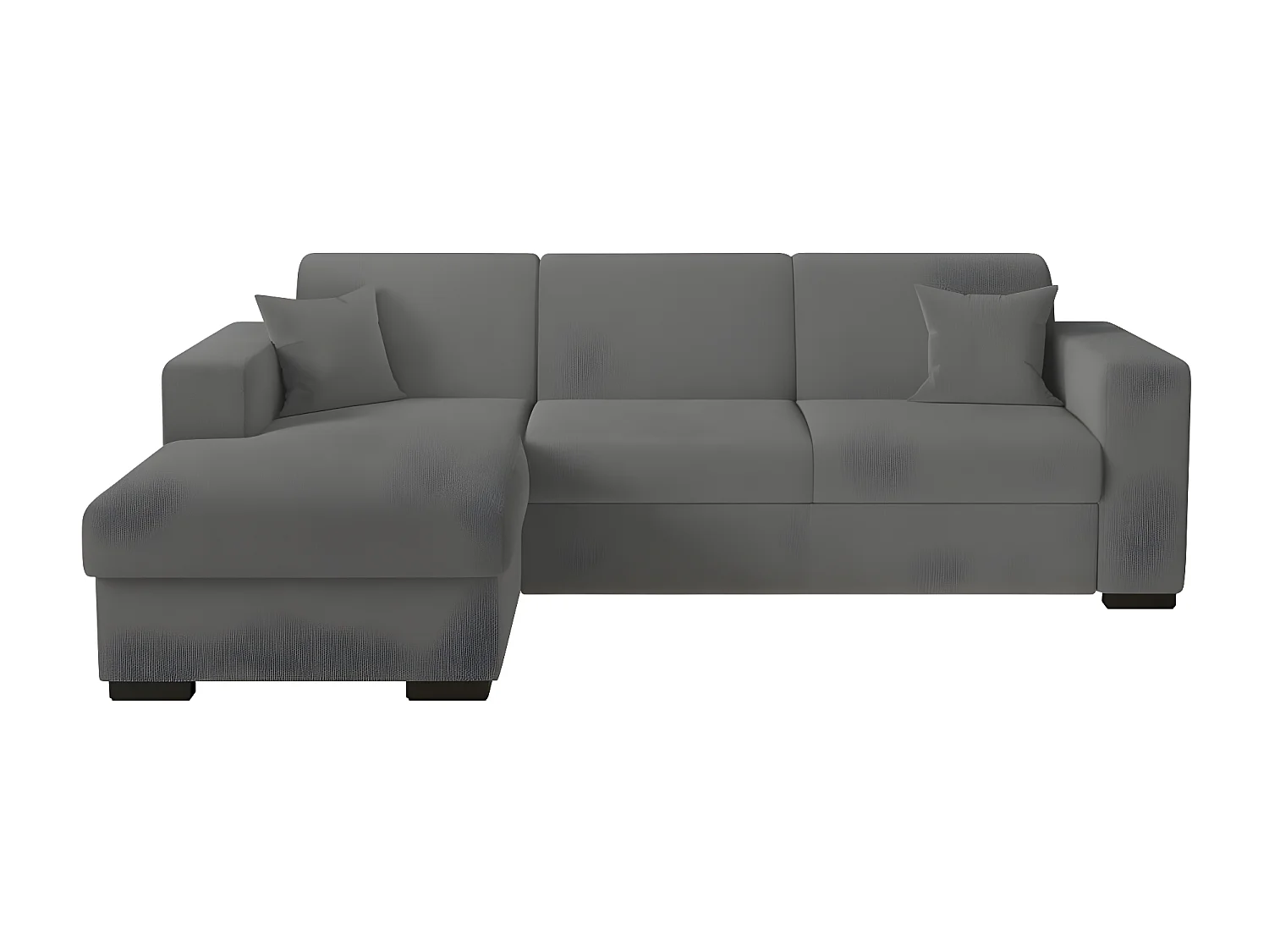 Canapé d'angle gauche 4 places Fuji XL convertible avec coffre en tissu bouclette - Gris - L262 x P157 x H83cm - Loungitude