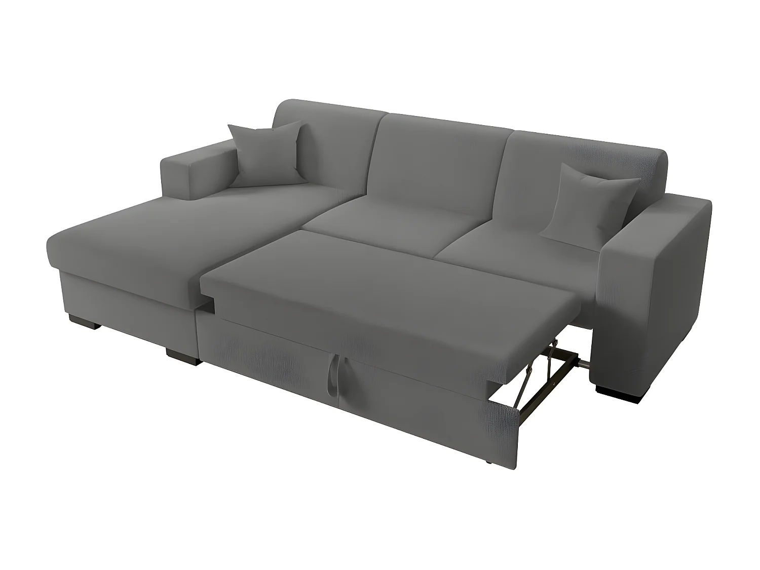 Canapé d'angle gauche 4 places Fuji XL convertible avec coffre en tissu bouclette - Gris - L262 x P157 x H83cm - Loungitude