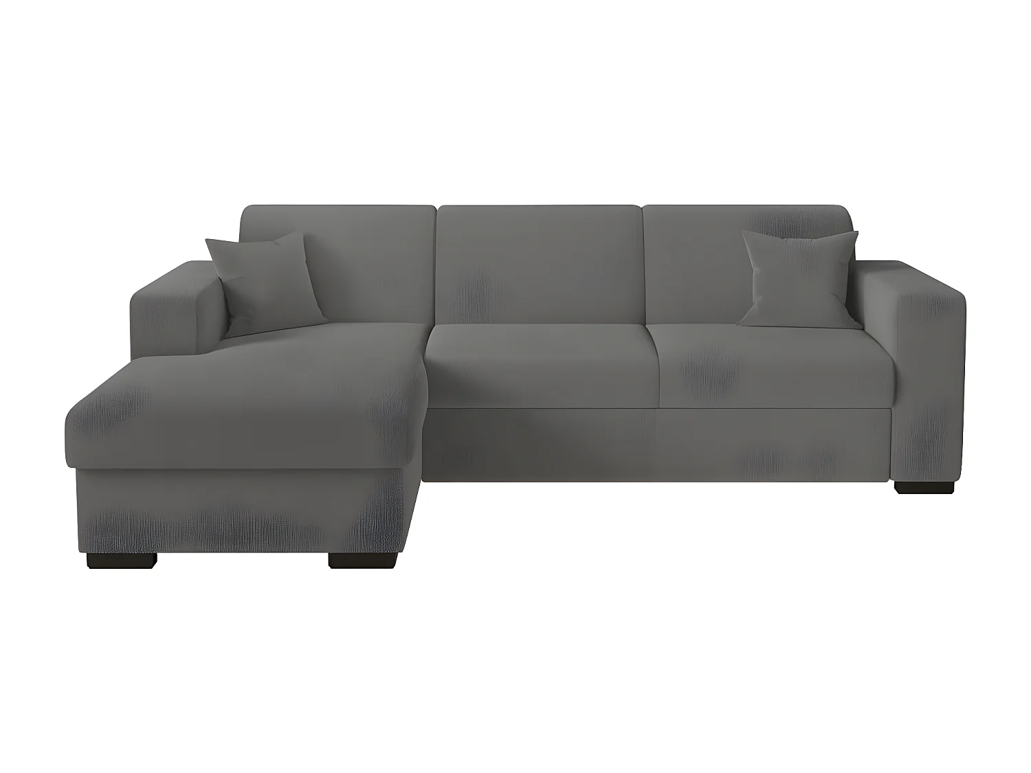 Canapé d'angle gauche 4 places Fuji XL convertible avec coffre en tissu bouclette - Gris - L262 x P157 x H83cm - Loungitude