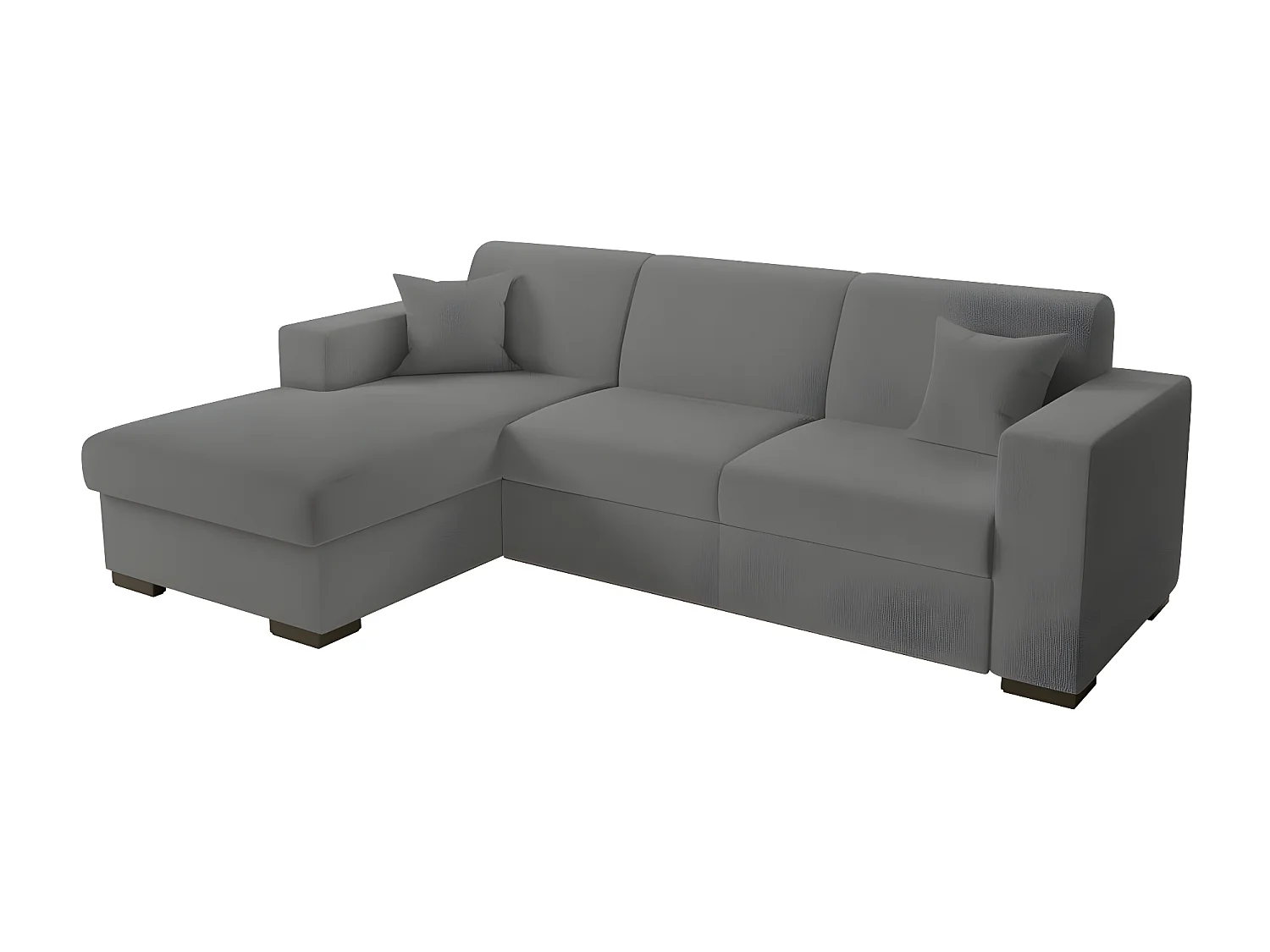 Canapé d'angle gauche 4 places Fuji XL convertible avec coffre en tissu bouclette - Gris - L262 x P157 x H83cm - Loungitude