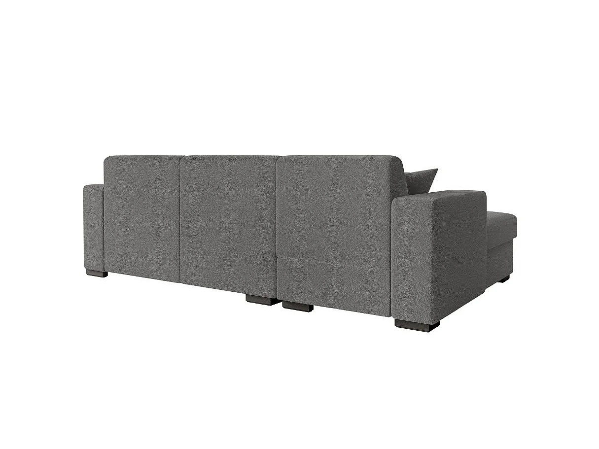 Canapé d'angle convertible 4 places avec coffre en tissu gris FUJI