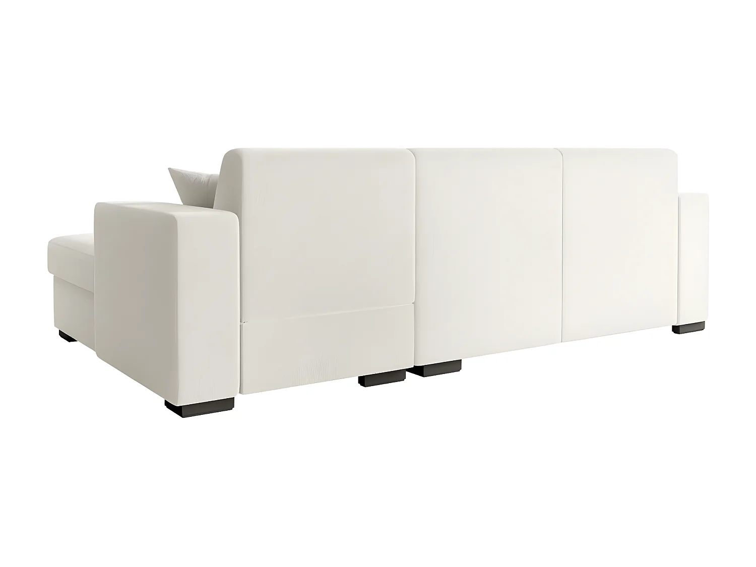 Canapé d'angle droit 4 places Fuji XL convertible avec coffre en tissu bouclette - Blanc - L262 x P157 x H83cm - Loungitude