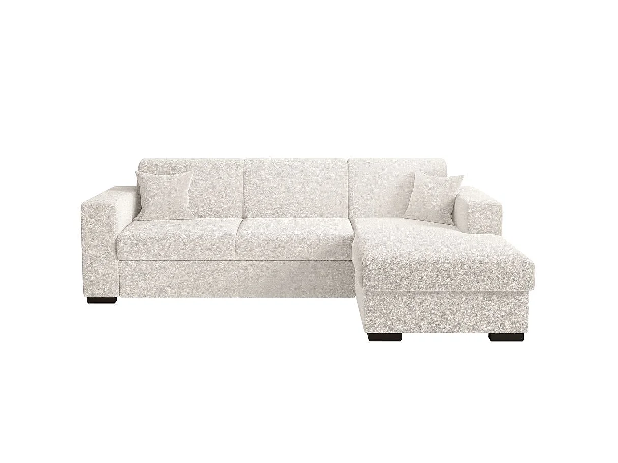 Canapé d'angle convertible 4 places avec coffre en tissu blanc FUJI