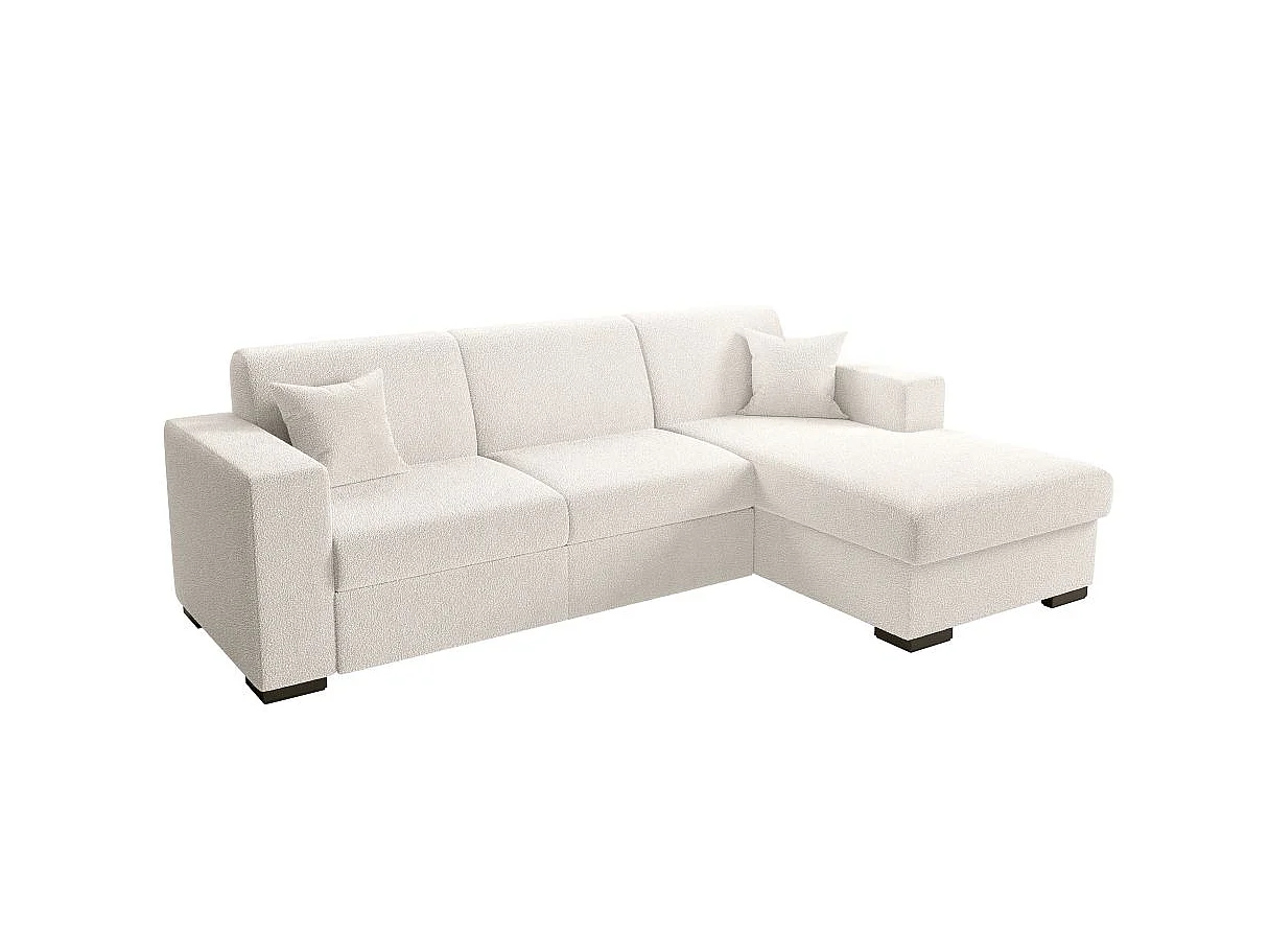 Canapé d'angle convertible 4 places avec coffre en tissu blanc FUJI