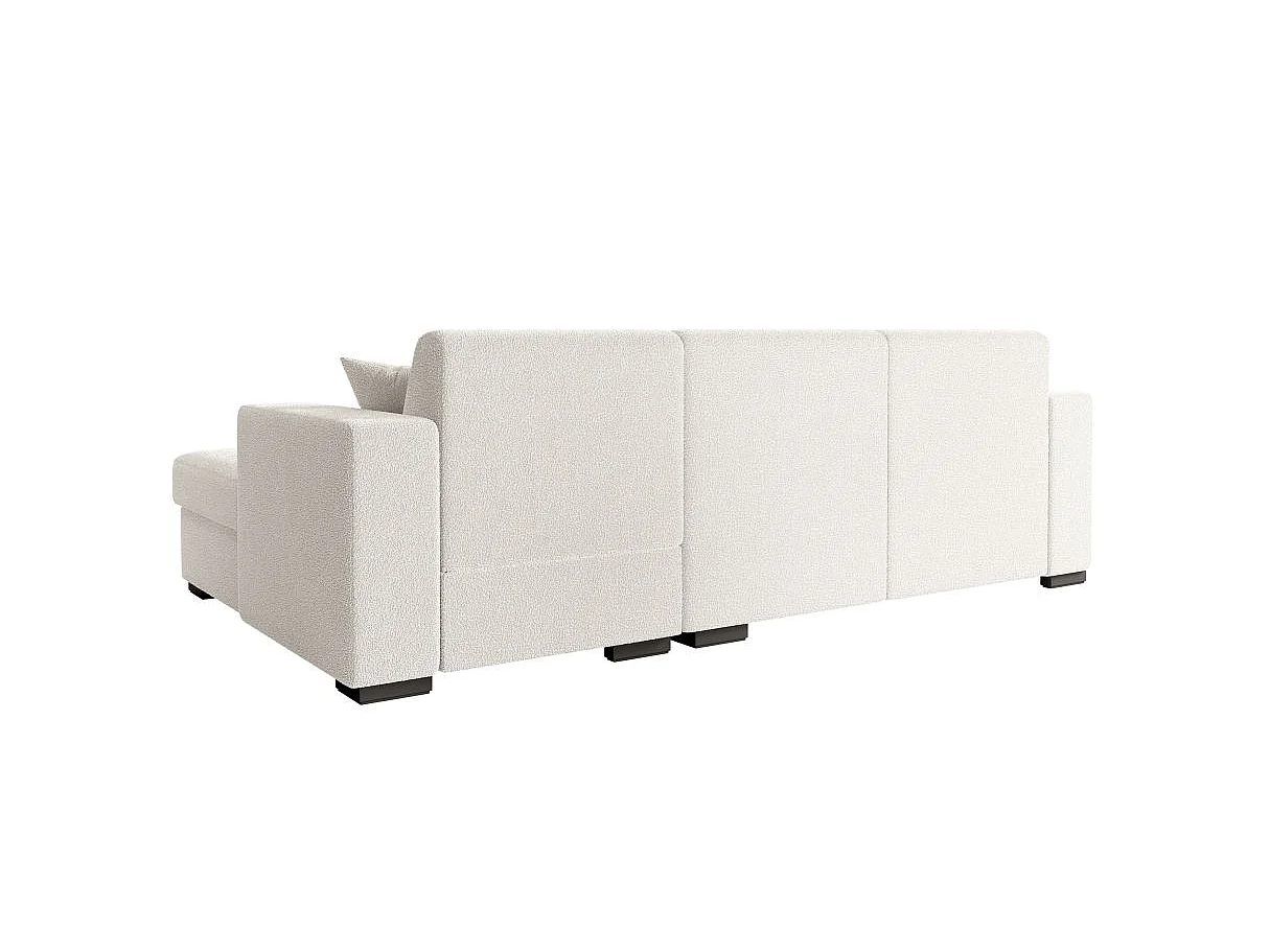 Canapé d'angle convertible 4 places avec coffre en tissu blanc FUJI