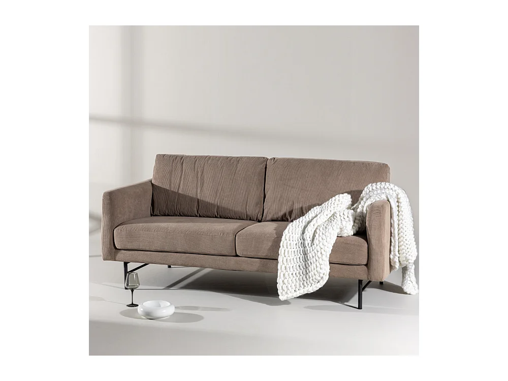 Canapé Côtelé 3 Places "Sky" 198cm Marron