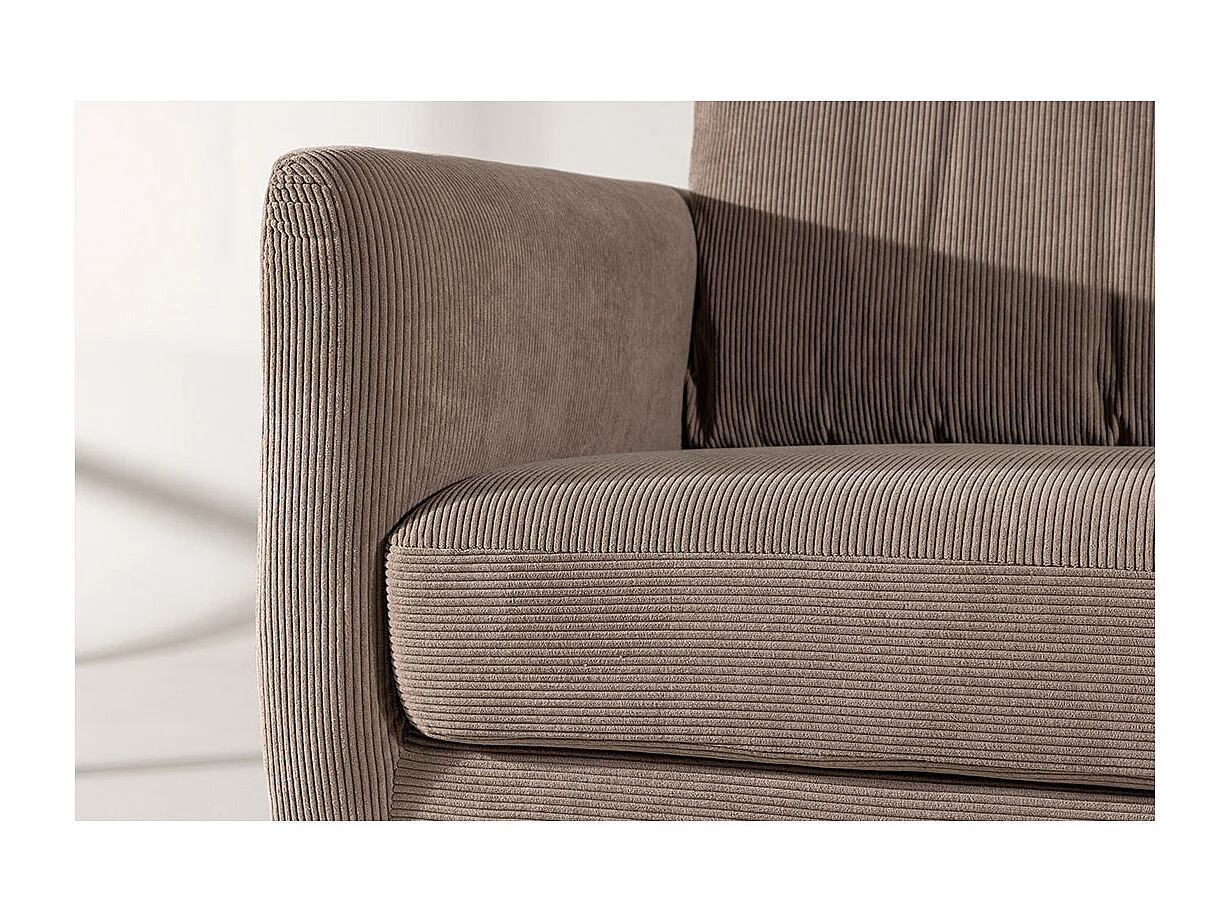 Canapé Côtelé 3 Places "Sky" 198cm Marron