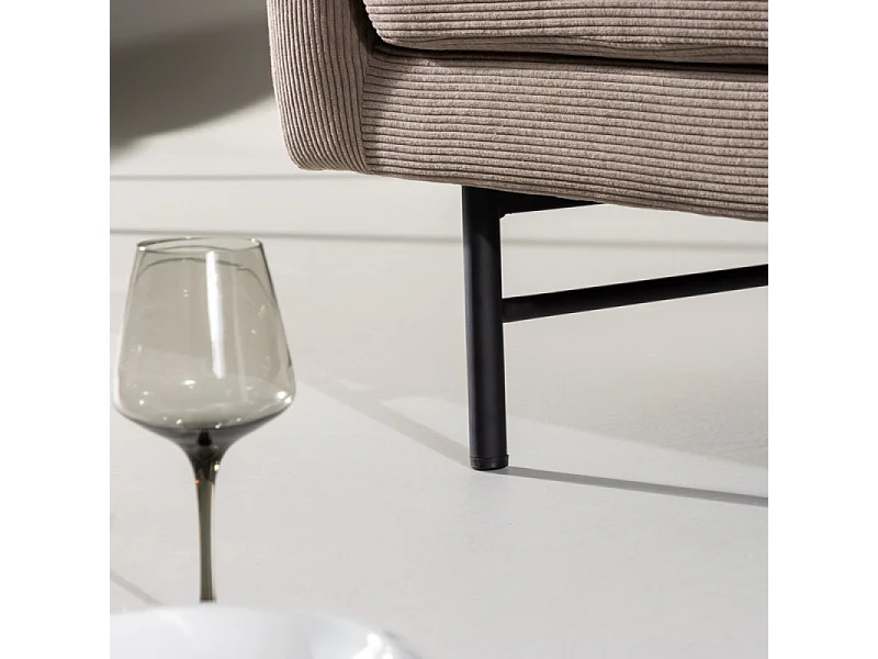 Canapé Côtelé 3 Places "Sky" 198cm Marron