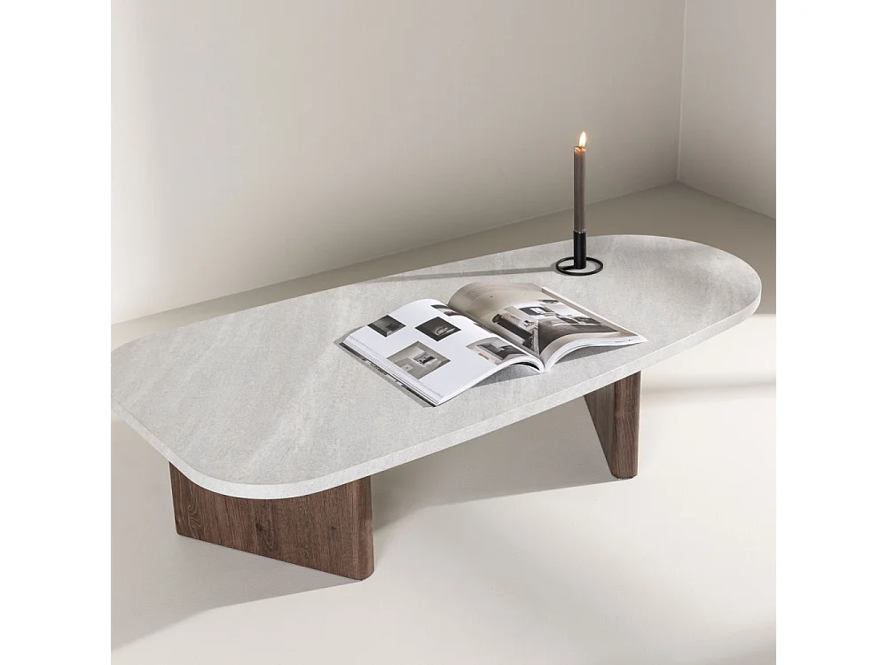 Table Basse Design "Gronvik" 130cm Gris Clair