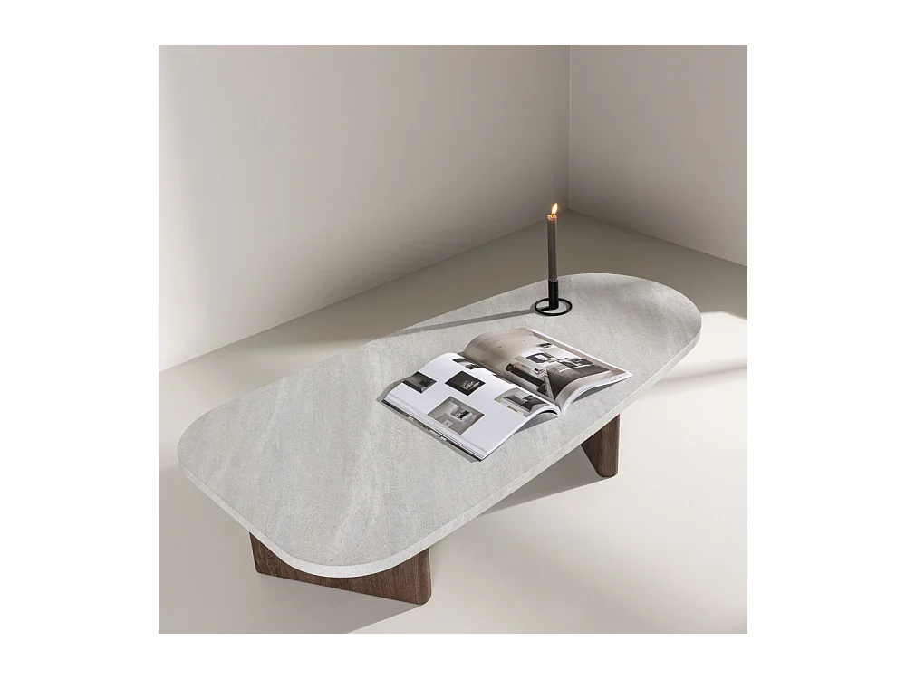 Table Basse Design "Gronvik" 130cm Gris Clair