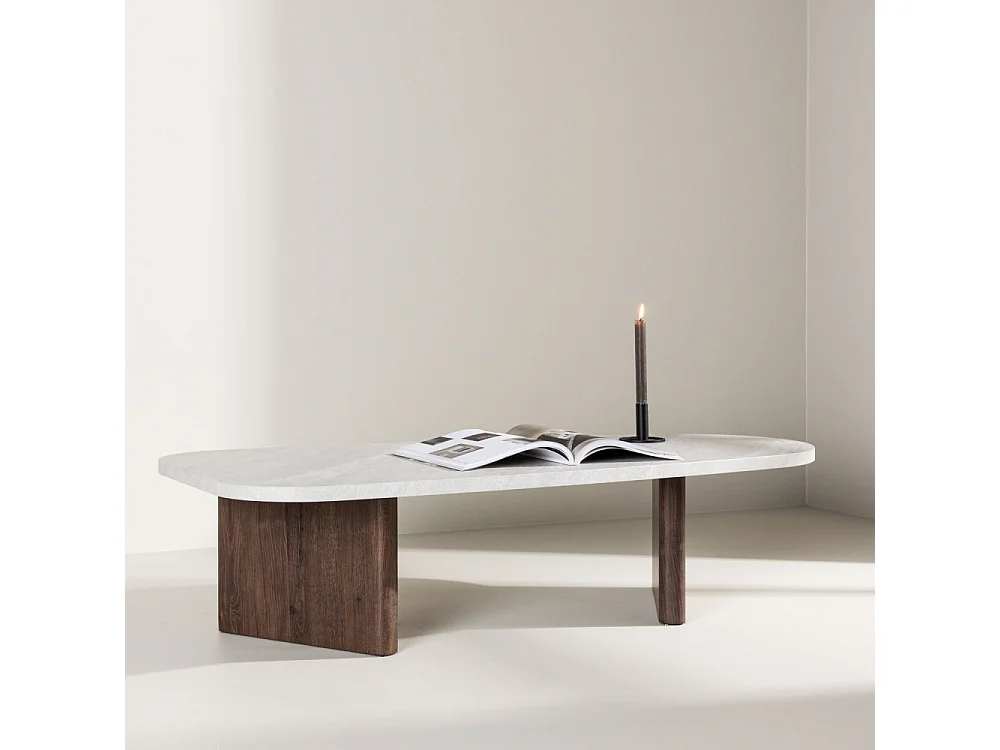 Table Basse Design "Gronvik" 130cm Gris Clair