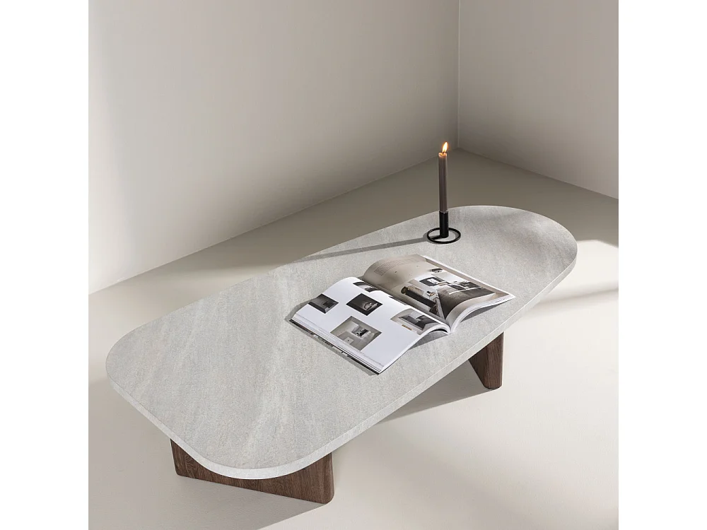 Table Basse Design "Gronvik" 130cm Gris Clair