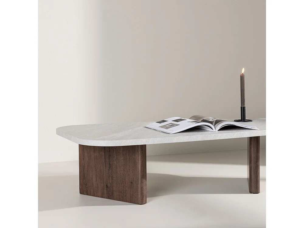 Table Basse Design "Gronvik" 130cm Gris Clair