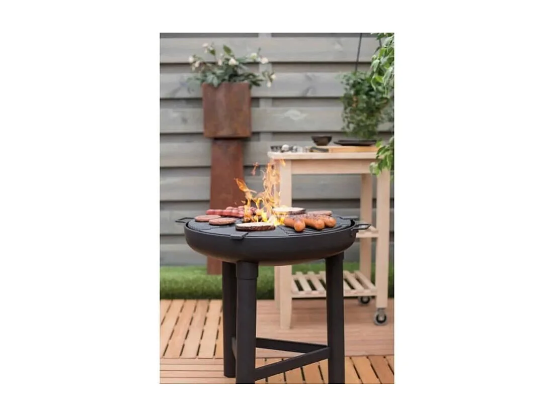 Barbecue gril à plancha Noir Acier