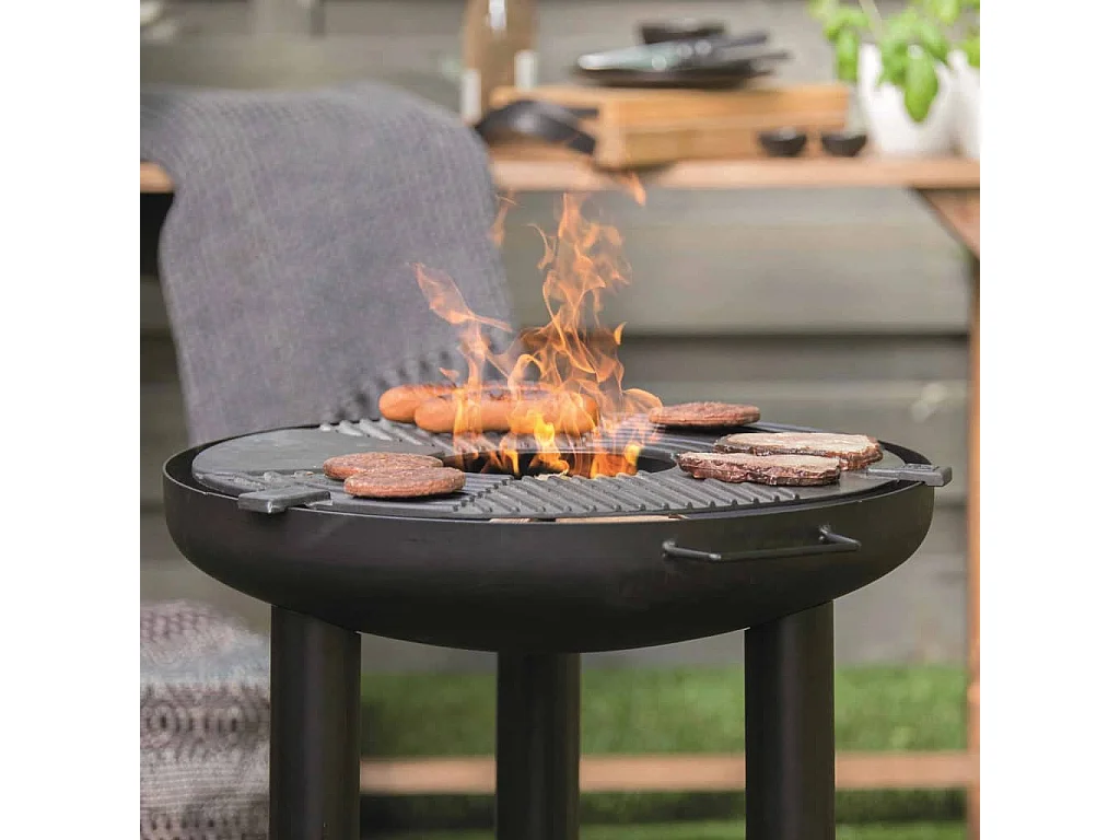 Barbecue gril à plancha Noir Acier