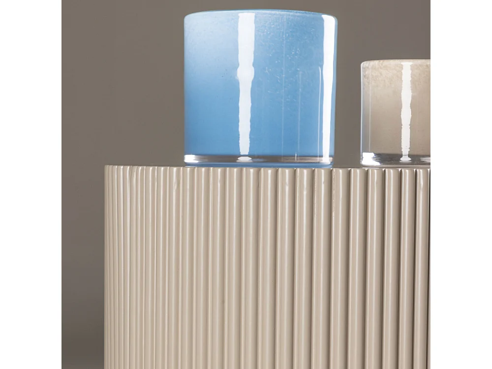 Mesa de rincón Lenox Ø30cm pedestal beige.