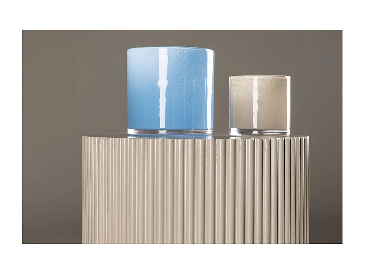 Mesa de rincón Lenox Ø30cm pedestal beige.