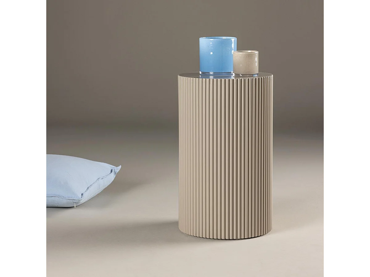 Table d'Appoint Nervurée "Lenox" 50cm Beige