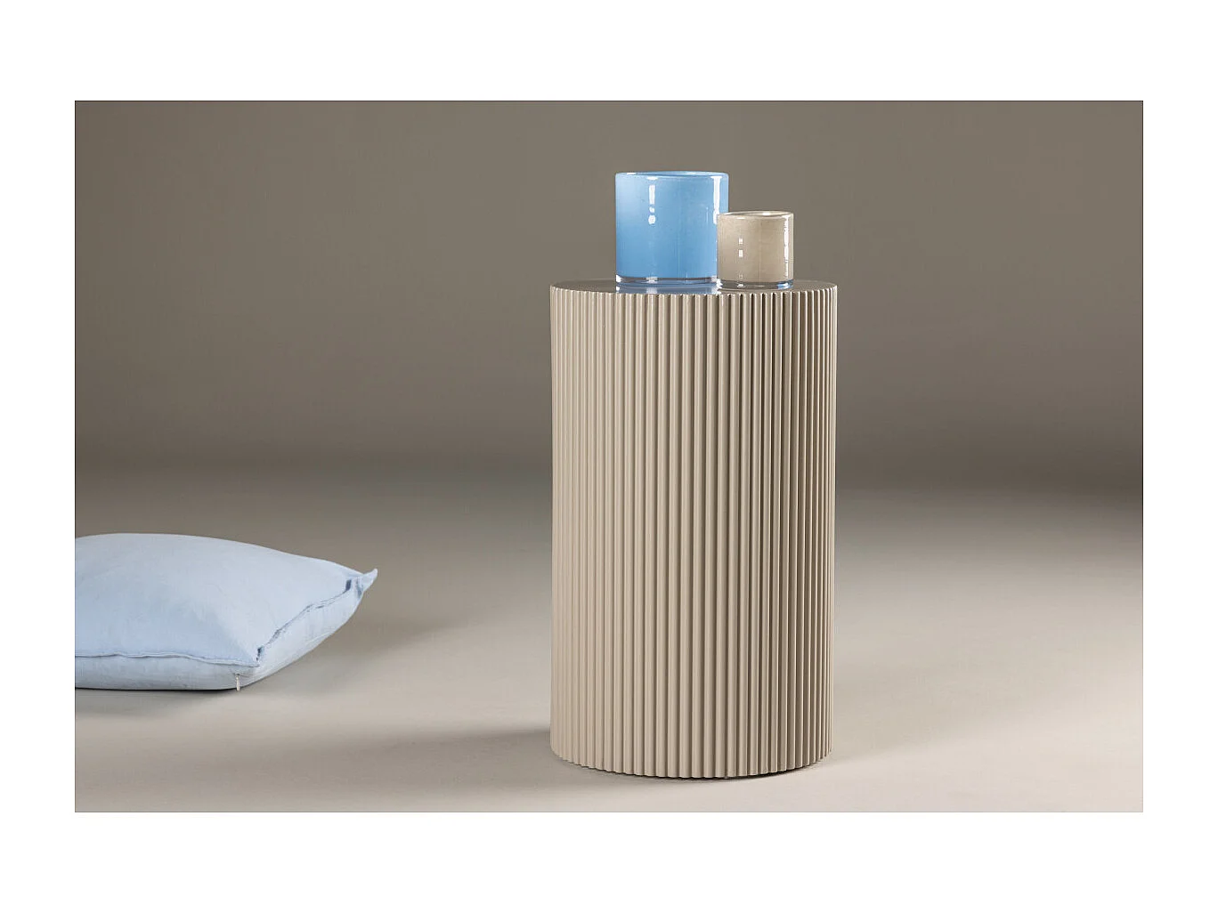 Table d'Appoint Nervurée "Lenox" 50cm Beige