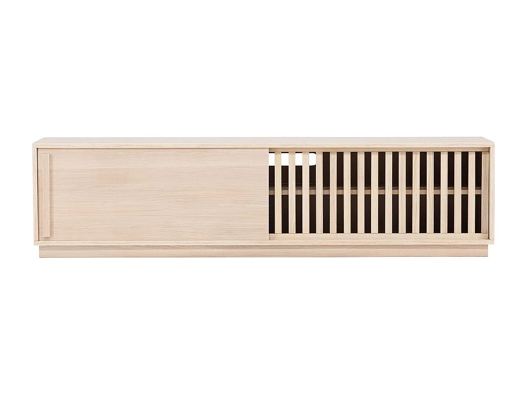 Meuble TV Design Nervuré "Lugo" 180cm Naturel
