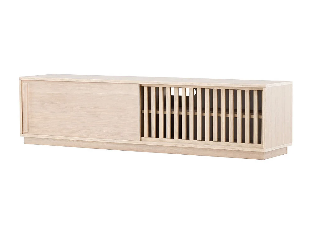 Meuble TV Design Nervuré "Lugo" 180cm Naturel