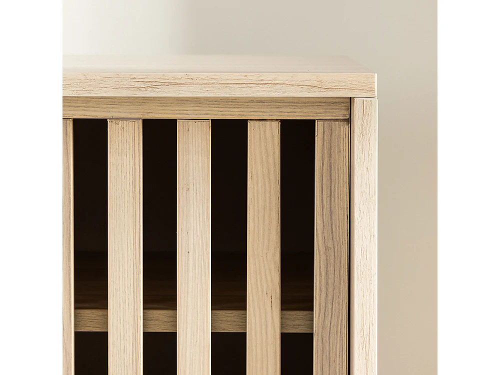 Meuble TV Design Nervuré "Lugo" 180cm Naturel