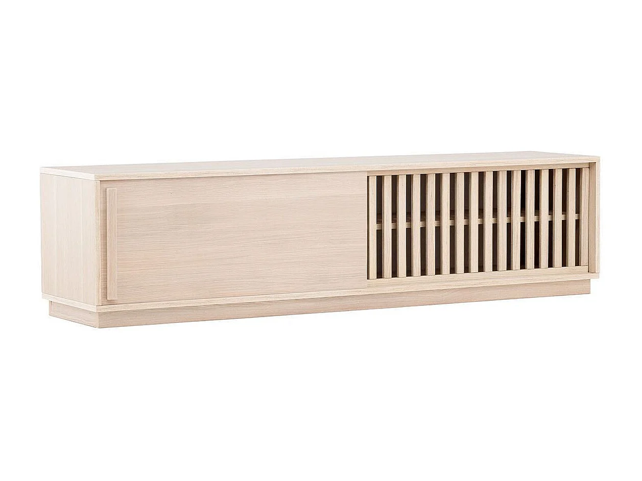 Meuble TV Design Nervuré "Lugo" 180cm Naturel