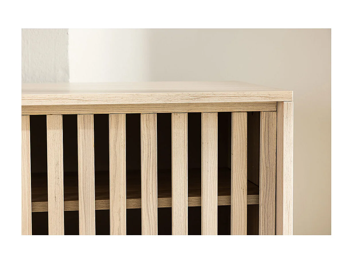 Meuble TV Design Nervuré "Lugo" 180cm Naturel