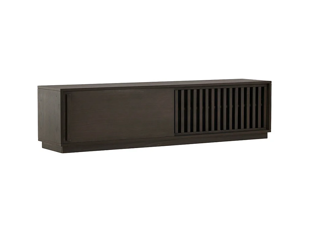 Meuble TV Design Nervuré "Lugo" 180cm Marron