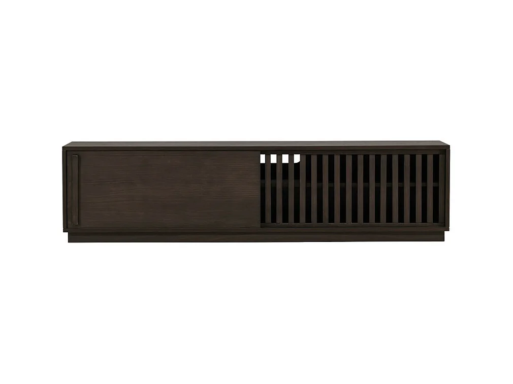 Meuble TV Design Nervuré "Lugo" 180cm Marron