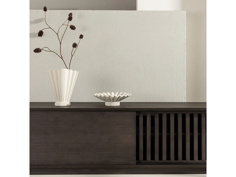 Meuble TV Design Nervuré "Lugo" 180cm Marron