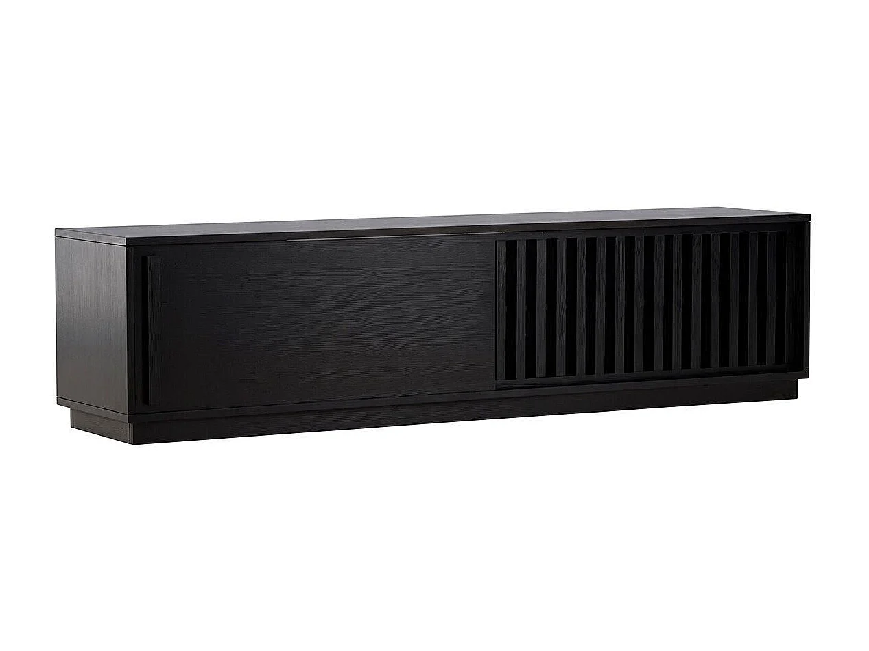 Meuble TV Design Nervuré "Lugo" 180cm Noir