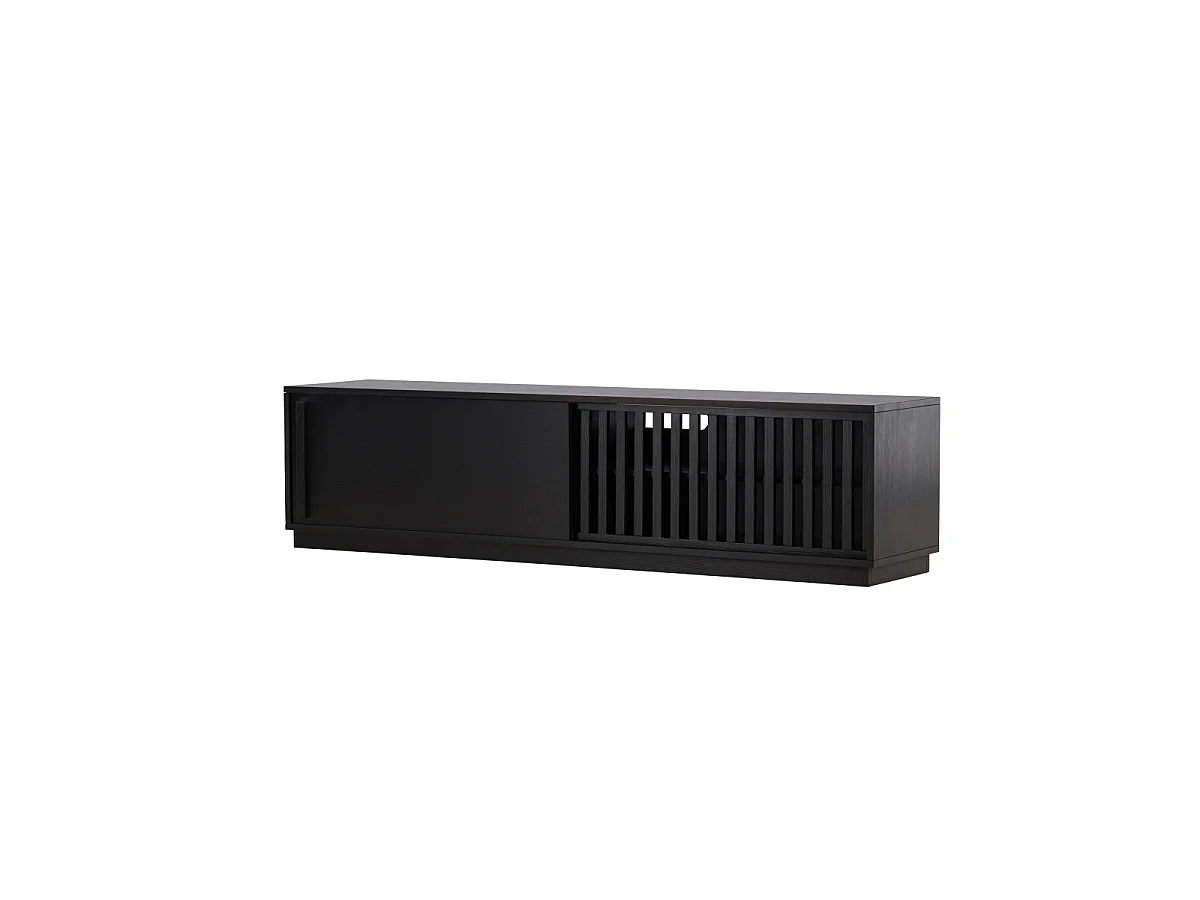 Meuble TV Design Nervuré "Lugo" 180cm Noir