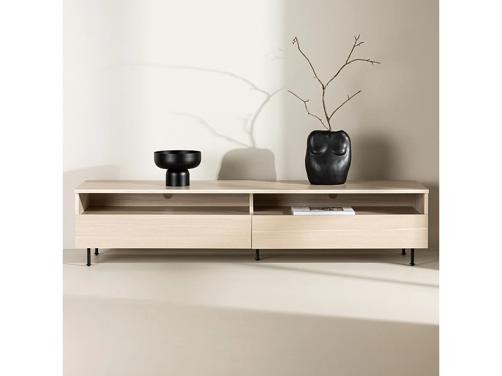 Meuble TV 2 Tiroirs "Navarra" 180cm Naturel